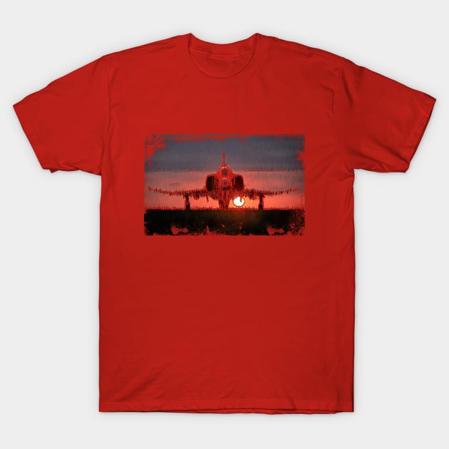 Military Fighter Jet Sunset T-Shirt by FasBytes